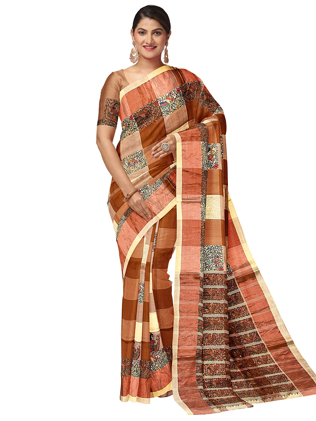 Madhubani on Murshidabad Silk Saree